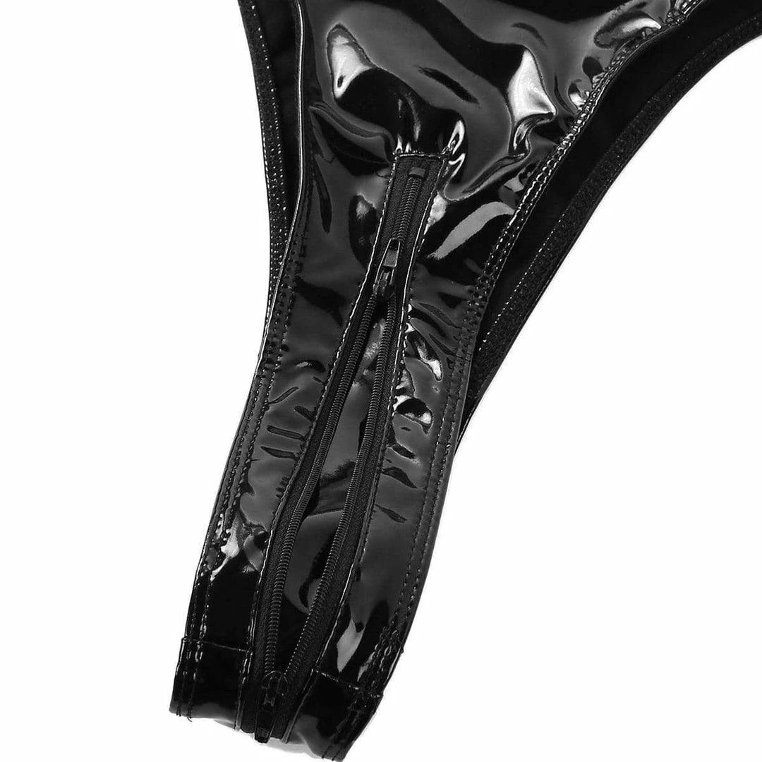 Kinky Cloth Black Latex Leather High Cut Bodysuit 6 Kinky Cloth Black Latex Leather High Cut Bodysuit