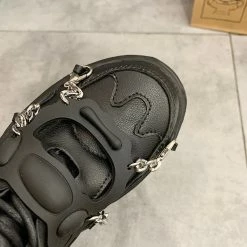 Kinky Cloth Black Leather Army Boots On Sale