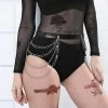 Kinky Cloth Goth Black Leather Layered Chains Belt