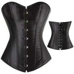 Kinky Cloth Goth Black Overbust Plus Size Corset