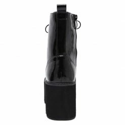 Kinky Cloth Black Patent Leather Chunky Boots Goth