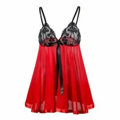 Kinky Cloth Black Red Transparent Lingerie Babydolls Dress Dresses