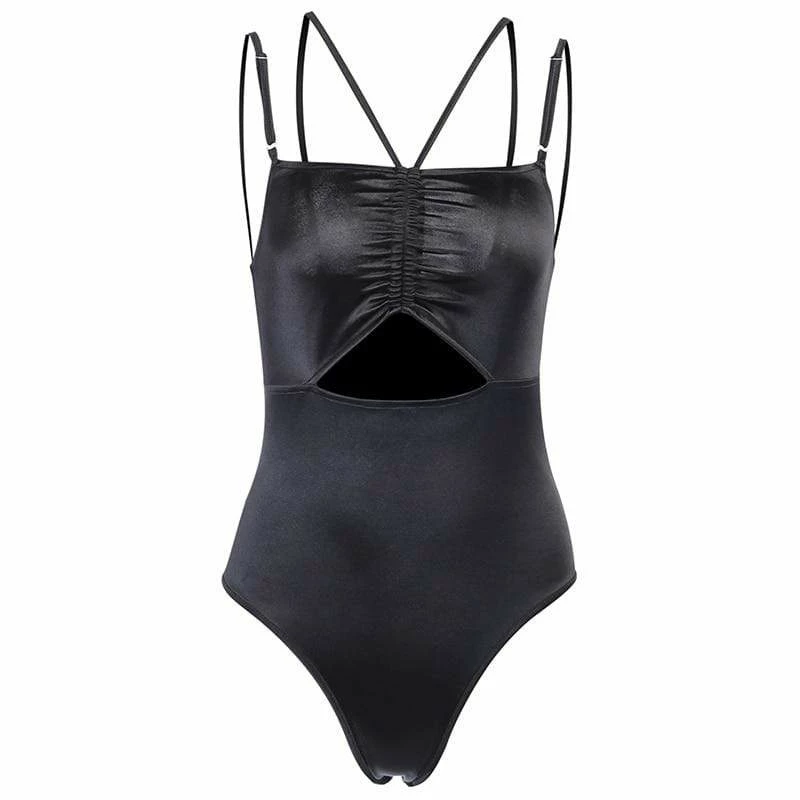 Kinky Cloth Raves & Festivals Black Spaghetti Strap Bodysuit 1 Kinky Cloth Raves & Festivals Black Spaghetti Strap Bodysuit