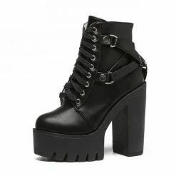 Kinky Cloth Black Ultra Heeled Platform Boots Punk