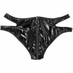 Kinky Cloth Black Zipper Crotch Shiny Panties