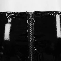 Kinky Cloth Black Zipper Crotch Shiny Panties