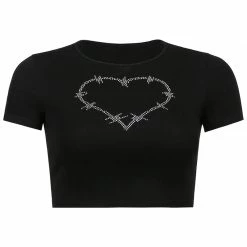 Kinky Cloth Bling Thorns Heart Crop Top Goth