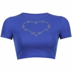 Kinky Cloth Bling Thorns Heart Crop Top Goth