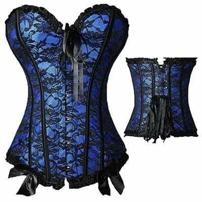 Kinky Cloth Blue Gothic Classic Plus Size Corset 21 Kinky Cloth Blue Gothic Classic Plus Size Corset