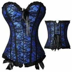 Kinky Cloth Blue Gothic Classic Plus Size Corset