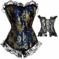 Kinky Cloth Blue Gothic Classic Plus Size Corset 27 Kinky Cloth Blue Gothic Classic Plus Size Corset