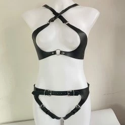 Kinky Cloth Body Bondage Leather Harness Set Punk