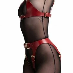 Kinky Cloth Body Bondage Leather Harness Set Punk