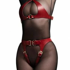 Kinky Cloth Body Bondage Leather Harness Set Punk