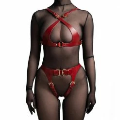 Kinky Cloth Body Bondage Leather Harness Set Punk