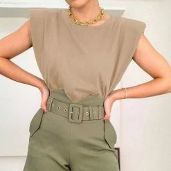 Kinky Cloth Bold Shoulder Sleeveless Top Top & Tees