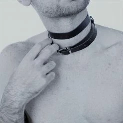 Kinky Cloth Bondage Leather Necklace Collar Belt