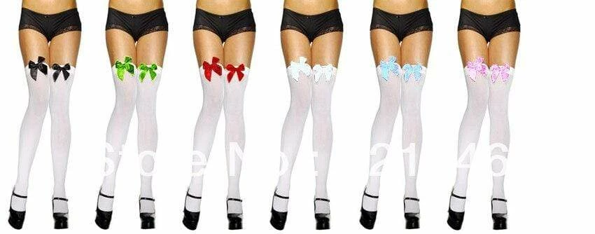 Kinky Cloth Bow Thigh High Stockings DDLG - Daddy / Little 3 Kinky Cloth Bow Thigh High Stockings DDLG - Daddy / Little