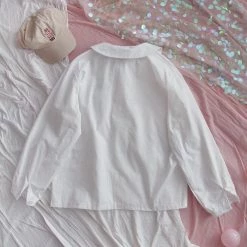 Kinky Cloth Bow Tie Bear Embroidery Pocket Top Kawaii