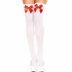 Kinky Cloth Bow Tie Thigh High Stockings DDLG - Daddy / Little