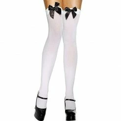 Kinky Cloth Bow Tie Thigh High Stockings DDLG - Daddy / Little