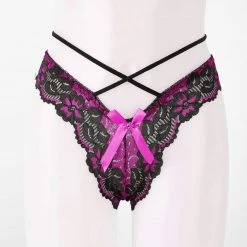 Kinky Cloth Sissy Bowknot Floral Lace String Panties