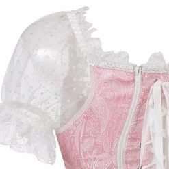 Kinky Cloth Brocade Corset Lace Up With Sleeves Plus Size