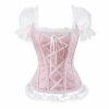 Kinky Cloth Brocade Corset Lace Up With Sleeves Plus Size