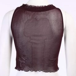Kinky Cloth Brown V-Neck Mesh Camisole Top & Tees