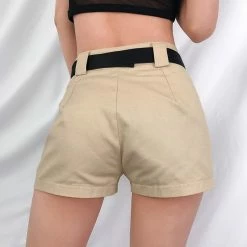 Kinky Cloth Buckle Flap Pockets Cargo Shorts Skirts
