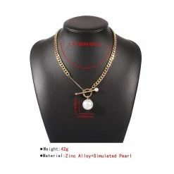 Kinky Cloth Jewelry Pearl Pendant Asymmetric Toggle Necklace