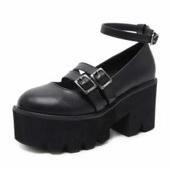Kinky Cloth Buckle Strap Platform Shoes Cosplay