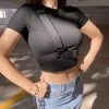 Kinky Cloth Buckle Up Black Crop Top Top & Tees