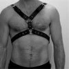 Kinky Cloth Chest Harness With Buckles And Rings