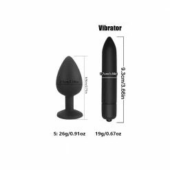 Kinky Cloth Black Bullet Vibrator With Crystal Butt Plug