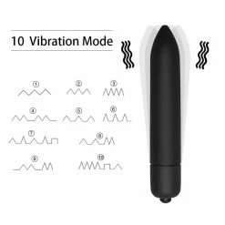 Kinky Cloth Black Bullet Vibrator With Crystal Butt Plug