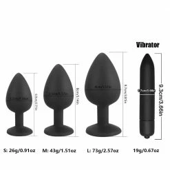 Kinky Cloth Black Bullet Vibrator With Crystal Butt Plug