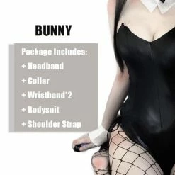 Kinky Cloth Bunny Costume Faux Leather Set Cosplay