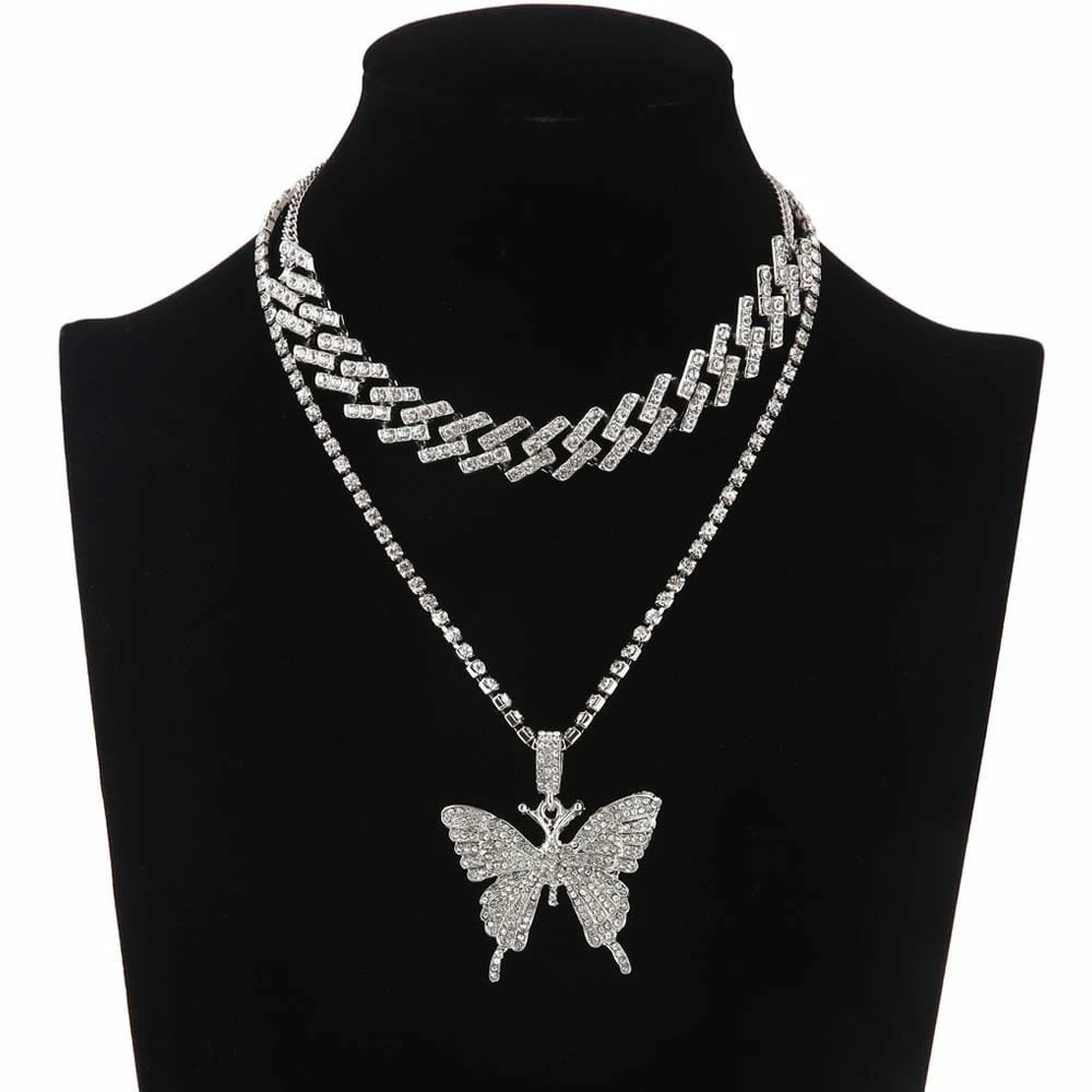 Kinky Cloth Butterfly Cuban Link Necklace Set 13 Kinky Cloth Butterfly Cuban Link Necklace Set
