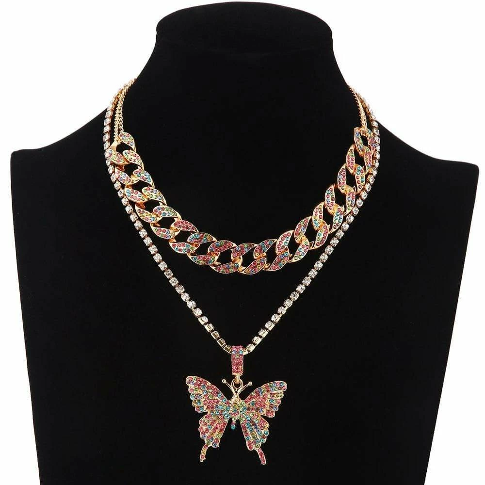 Kinky Cloth Butterfly Cuban Link Necklace Set 6 Kinky Cloth Butterfly Cuban Link Necklace Set
