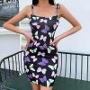 Kinky Cloth Butterfly Print Skinny Dress