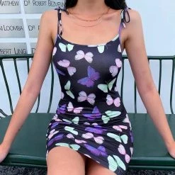 Kinky Cloth Butterfly Print Skinny Dress