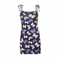 Kinky Cloth Butterfly Print Skinny Dress