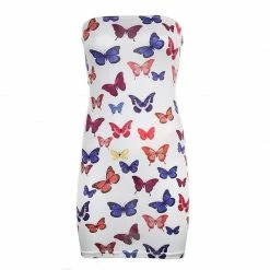 Kinky Cloth Butterfly Print Strapless Mini Dress