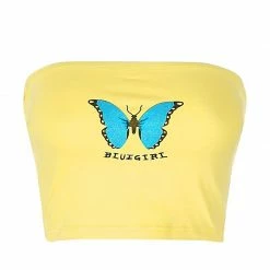Kinky Cloth Butterfly Print Tube Crop Top