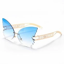 Kinky Cloth Butterfly Rimless Oversized Sunglasses
