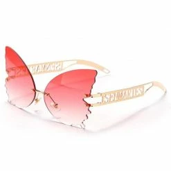 Kinky Cloth Butterfly Rimless Oversized Sunglasses
