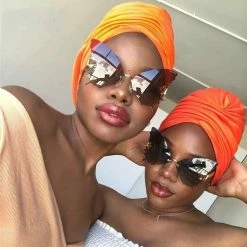 Kinky Cloth Butterfly Rimless Oversized Sunglasses