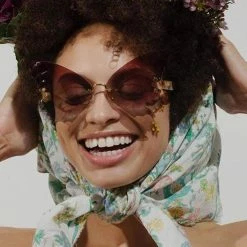 Kinky Cloth Butterfly Rimless Oversized Sunglasses