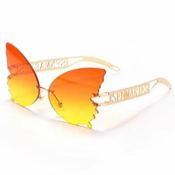 Kinky Cloth Butterfly Rimless Oversized Sunglasses